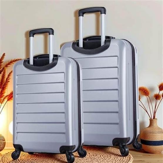 Ruby Abs Orta ve Büyük Boy Gri 2li Valiz Seti