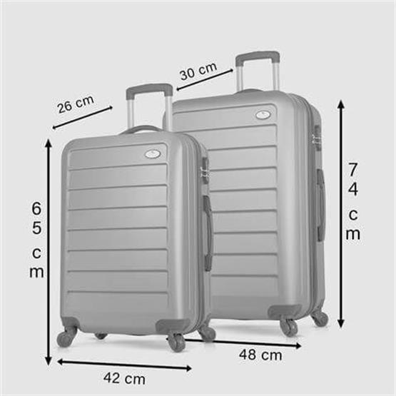 Ruby Abs Orta ve Büyük Boy Gri 2li Valiz Seti