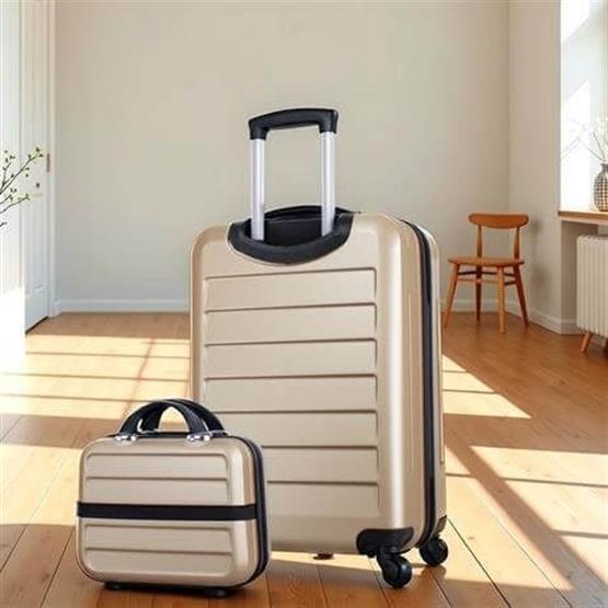 Ruby Abs Orta ve Makyaj Boy Gold 2li Valiz Seti