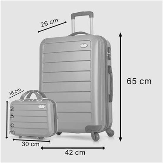 Ruby Abs Orta ve Makyaj Boy Gold 2li Valiz Seti