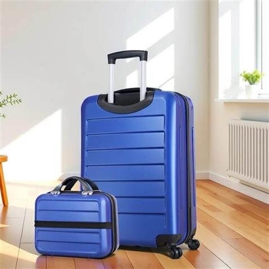 Ruby Abs Orta ve Makyaj Boy Mavi 2li Valiz Seti