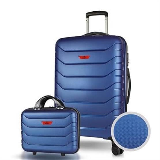 Solid PP Polipropilen Kırılmaz Makyaj ve Orta Boy Parlement Mavisi 2li Valiz Seti