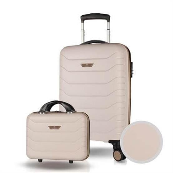 Solid PP Polipropilen Kırılmaz Makyaj ve Kabin Boy Krem 2li Valiz Seti