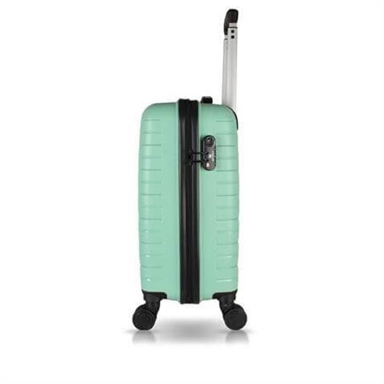 Solid PP Polipropilen Kırılmaz Makyaj ve Kabin Boy Mint Yeşili 2li Valiz Seti