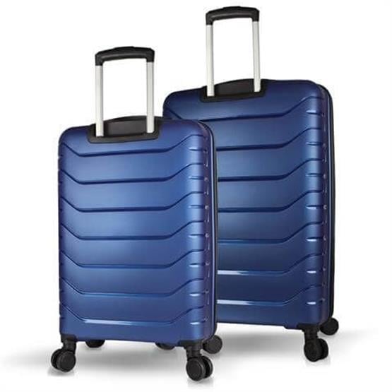 Solid PP Polipropilen Kırılmaz Orta ve Büyük Boy Parlement Mavisi 2li Valiz Seti