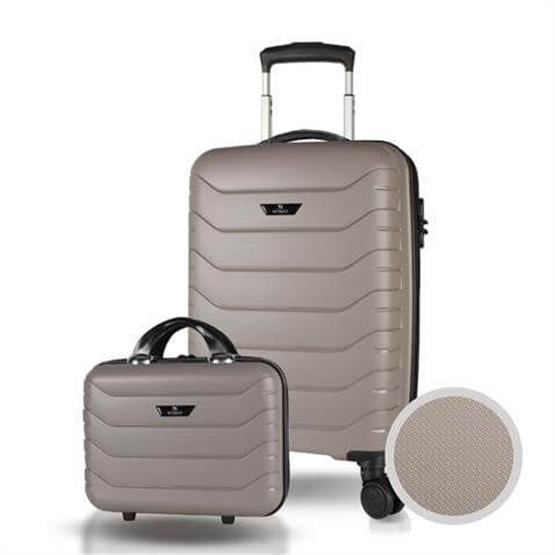 Solid PP Polipropilen Kırılmaz Makyaj ve Kabin Boy Platin Gri 2li Valiz Seti