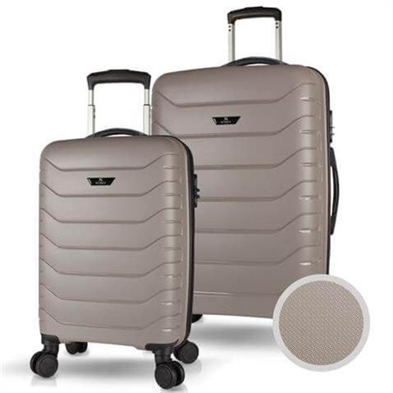 Solid PP Polipropilen Kırılmaz Kabin ve Büyük Boy Platin Gri 2li Valiz Seti