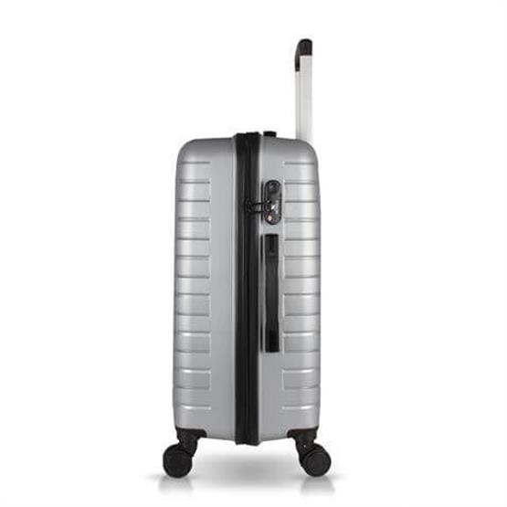 Solid PP Polipropilen Kırılmaz Büyük Boy Gümüş Gri Valiz