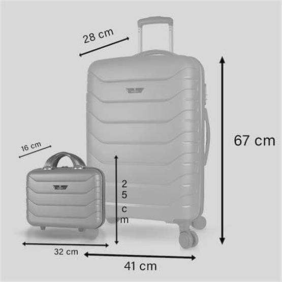 Solid PP Polipropilen Kırılmaz Makyaj ve Orta Boy Parlement Mavisi 2li Valiz Seti