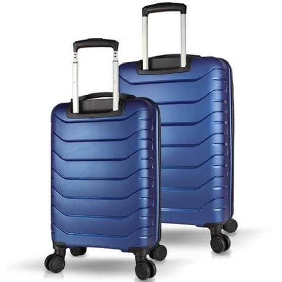 Solid PP Polipropilen Kırılmaz Kabin ve Orta Boy Parlement Mavisi 2li Valiz Seti