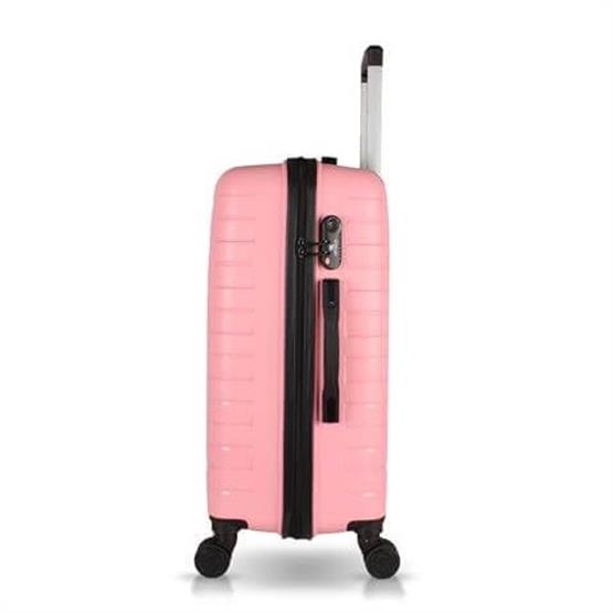 Solid PP Polipropilen Kırılmaz Büyük Boy Toz Pembe Valiz