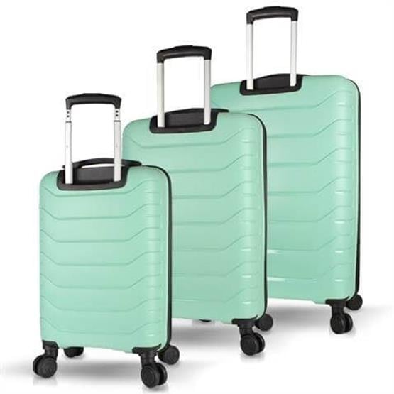 Solid PP Polipropilen Kırılmaz Kabin Orta ve Büyük Boy Mint Yeşili 3lü Valiz Seti