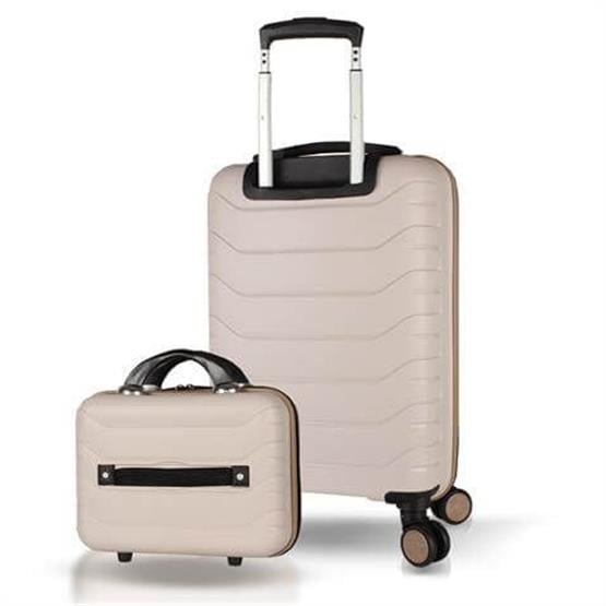 Solid PP Polipropilen Kırılmaz Makyaj ve Kabin Boy Krem 2li Valiz Seti