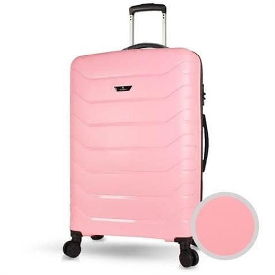 Solid PP Polipropilen Kırılmaz Büyük Boy Toz Pembe Valiz