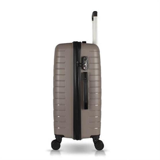 Solid PP Polipropilen Kırılmaz Makyaj ve Orta Boy Platin Gri 2li Valiz Seti