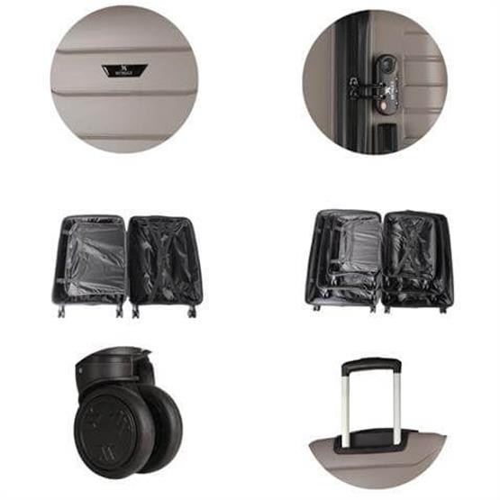 Solid PP Polipropilen Kırılmaz Küçük Kabin Boy Platin Gri Valiz