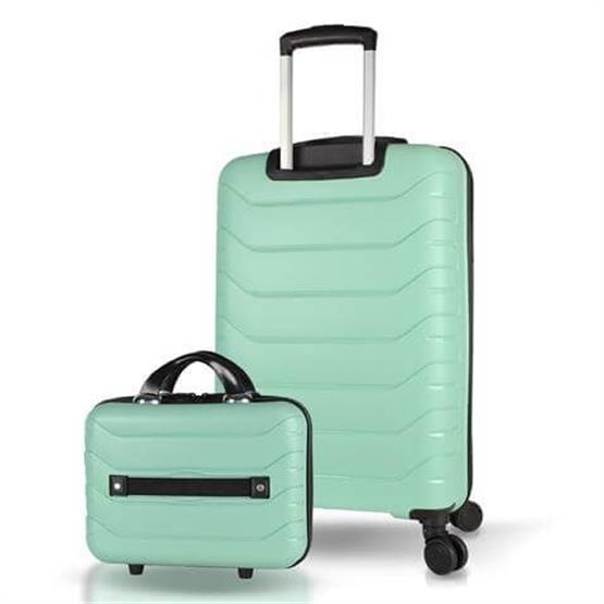 Solid PP Polipropilen Kırılmaz Makyaj ve Orta Boy Mint Yeşili 2li Valiz Seti