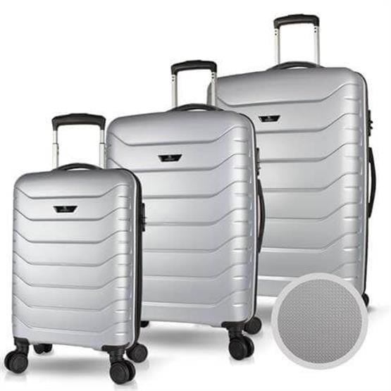 My Valice Solid PP Polipropilen Kırılmaz Kabin Orta ve Büyük Boy Gümüş Gri 3lü Valiz Seti