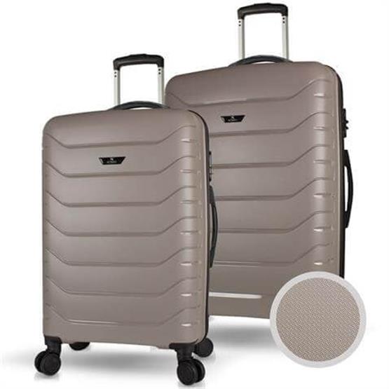 Solid PP Polipropilen Kırılmaz Orta ve Büyük Boy Platin Gri 2li Valiz Seti