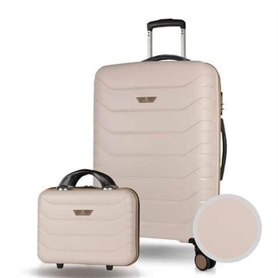 Solid PP Polipropilen Kırılmaz Makyaj ve Orta Boy Krem 2li Valiz Seti