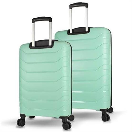 Solid PP Polipropilen Kırılmaz Orta ve Büyük Boy Mint Yeşili 2li Valiz Seti