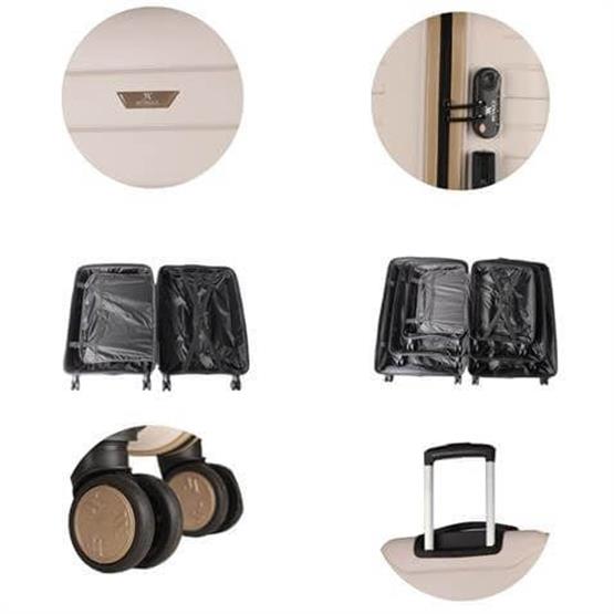 Solid PP Polipropilen Kırılmaz Makyaj ve Kabin Boy Krem 2li Valiz Seti