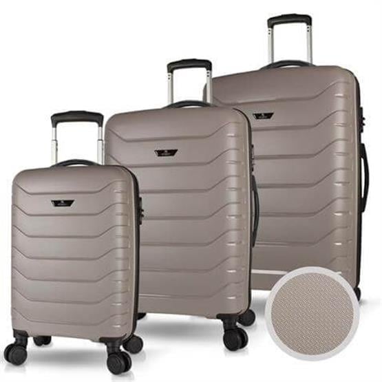Solid PP Polipropilen Kırılmaz Kabin Orta ve Büyük Boy Platin Gri 3lü Valiz Seti