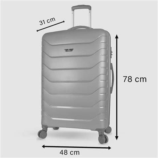 Solid PP Polipropilen Kırılmaz Büyük Boy Gümüş Gri Valiz