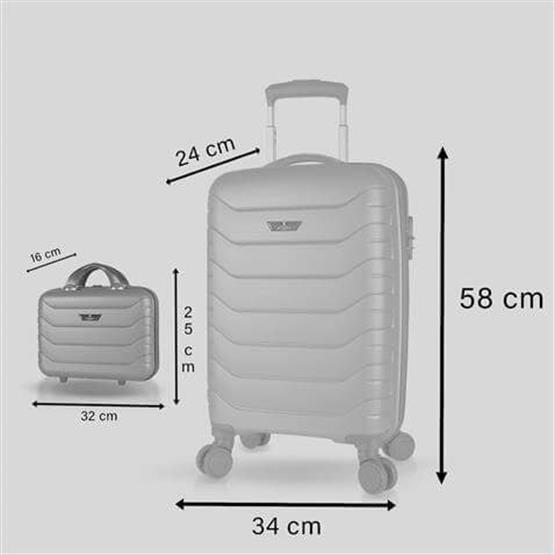 Solid PP Polipropilen Kırılmaz Makyaj ve Kabin Boy Mint Yeşili 2li Valiz Seti