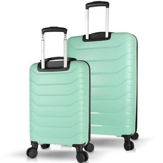 Solid PP Polipropilen Kırılmaz Kabin ve Büyük Boy Mint Yeşili 2li Valiz Seti