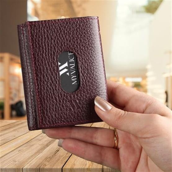 My Valice Unisex Hakiki Deri Cüzdan ve Kartlık 1819 Bordo