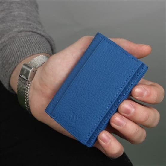 My Valice Unisex Hakiki Deri Cüzdan ve Kartlık 1818 Saks Mavi