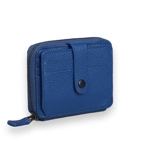 My Valice Unisex Hakiki Deri Cüzdan ve Kartlık 1816 Saks Mavi