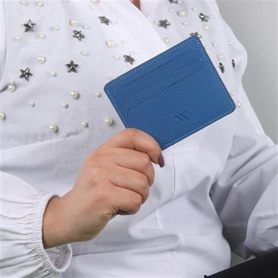 My Valice Unisex Hakiki Deri Cüzdan ve Kartlık 1817 Saks Mavi