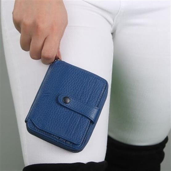 My Valice Unisex Hakiki Deri Cüzdan ve Kartlık 1816 Saks Mavi