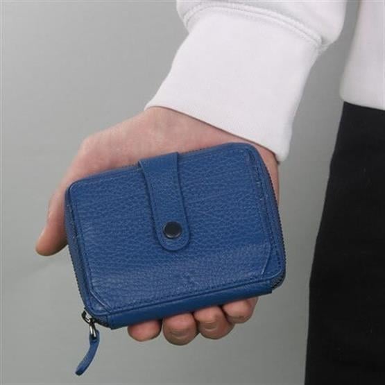 My Valice Unisex Hakiki Deri Cüzdan ve Kartlık 1816 Saks Mavi