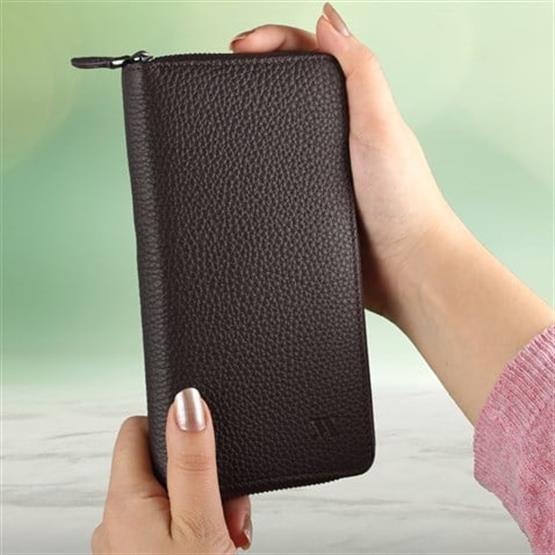 My Valice Unisex Telefon Bölmeli Hakiki  Deri Cüzdan ve Kartlık 1821 Kahve