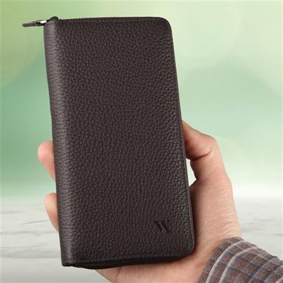 My Valice Unisex Telefon Bölmeli Hakiki  Deri Cüzdan ve Kartlık 1821 Kahve