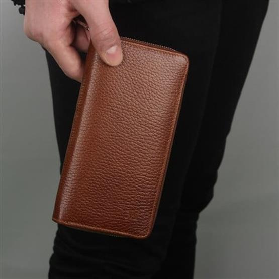 My Valice Unisex Telefon Bölmeli Hakiki  Deri Cüzdan ve Kartlık 1821 Taba