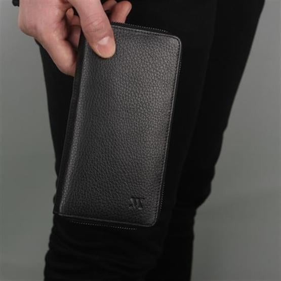 My Valice Unisex Telefon Bölmeli Hakiki  Deri Cüzdan ve Kartlık 1821 Siyah