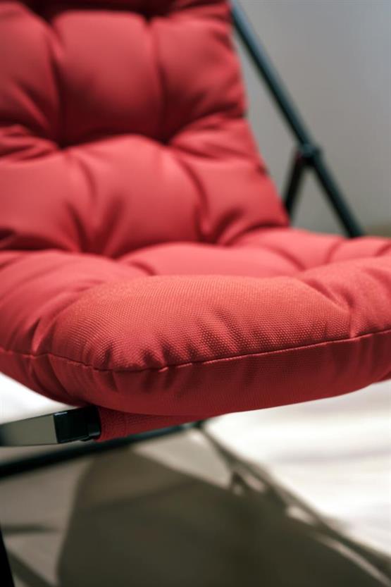 Napper Katlanabilir Kırmızı Şezlong - Su Geçirmez Kumaş, Metal İskelet, Balkon ve Bahçe Sandalyesi