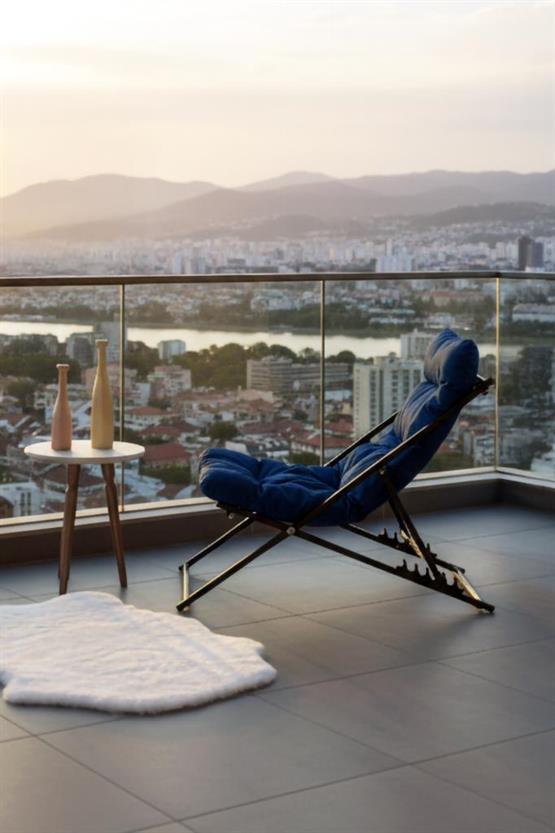 Napper Katlanabilir Mavi Şezlong - Su Geçirmez Kumaş, Metal İskelet, Balkon ve Bahçe Sandalyesi