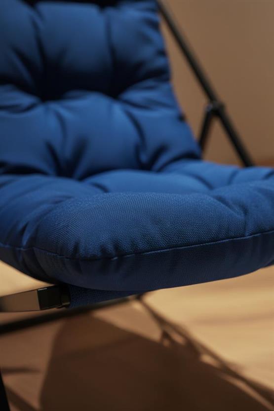 Napper Katlanabilir Mavi Şezlong - Su Geçirmez Kumaş, Metal İskelet, Balkon ve Bahçe Sandalyesi