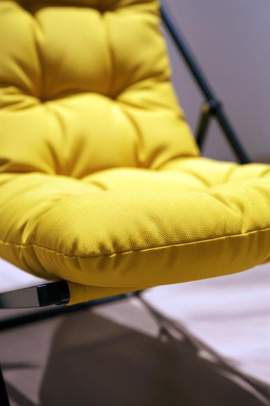 Napper Katlanabilir Sarı Şezlong - Su Geçirmez Kumaş, Metal İskelet, Balkon ve Bahçe Sandalyesi