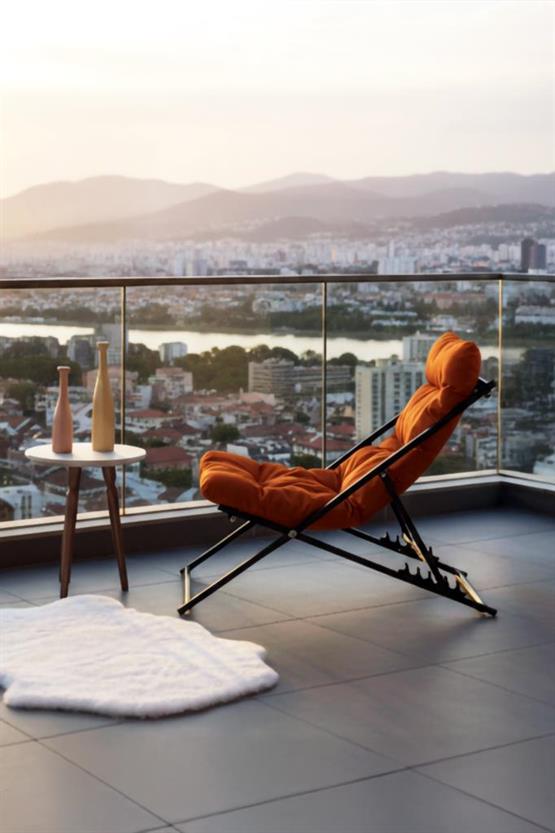 Napper Katlanabilir Turuncu Şezlong - Su Geçirmez Kumaş, Metal İskelet, Balkon ve Bahçe Sandalyesi