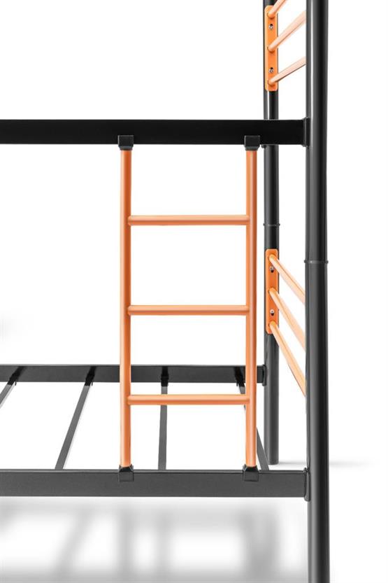 Niron Einstein Demonte Metal Ranza - Çift Katlı Ayrılabilir İkili Metal Karyola - Siyah Turuncu