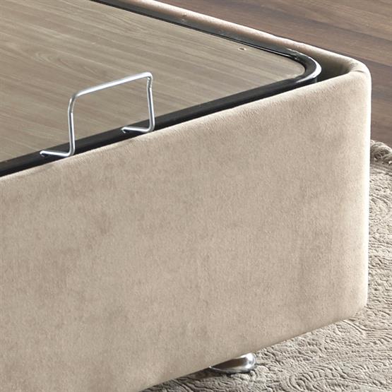 Niron Ela Baza -100x200 cm Tek Kişilik Sandıklı Sütlü Kahve Kumaş Baza Silinebilir Soho Kumaş