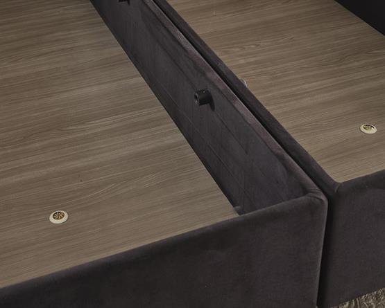 Niron Ela Baza -120x200 cm Tek Kişilik Sandıklı Siyah Kumaş Baza Silinebilir Soho Kumaş