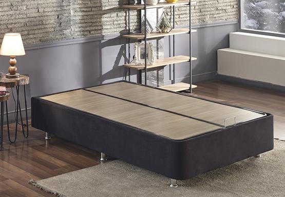Niron Ela Baza -120x200 cm Tek Kişilik Sandıklı Siyah Kumaş Baza Silinebilir Soho Kumaş