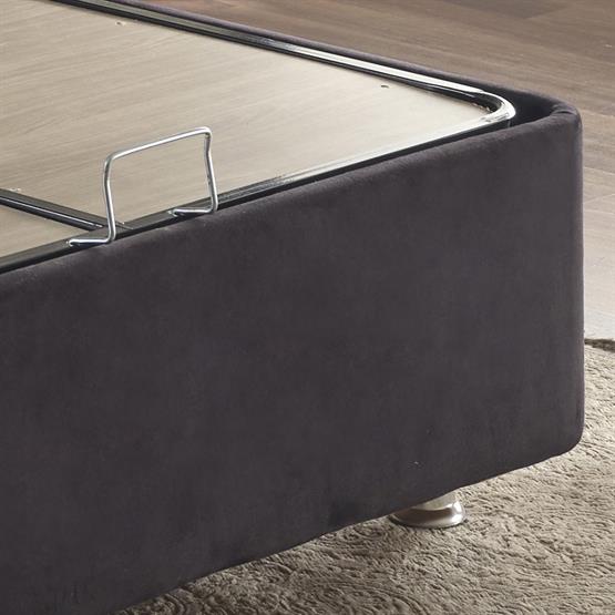 Niron Ela Baza -150x200 cm Çift Kişilik Sandıklı Siyah Kumaş Baza Silinebilir Soho Kumaş